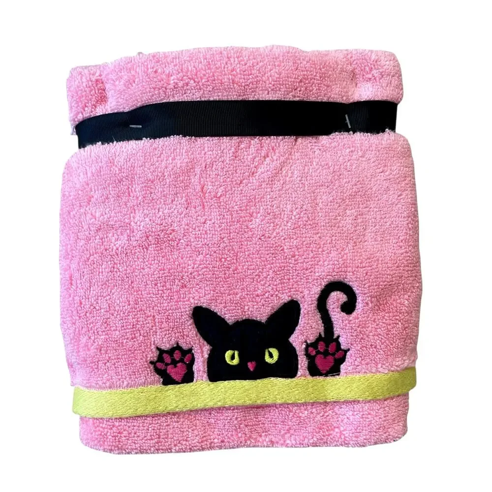 Betsey Johnson Pink Halloween Cat Hand Towels 16x26 Cotton Embroidered Set of 2
